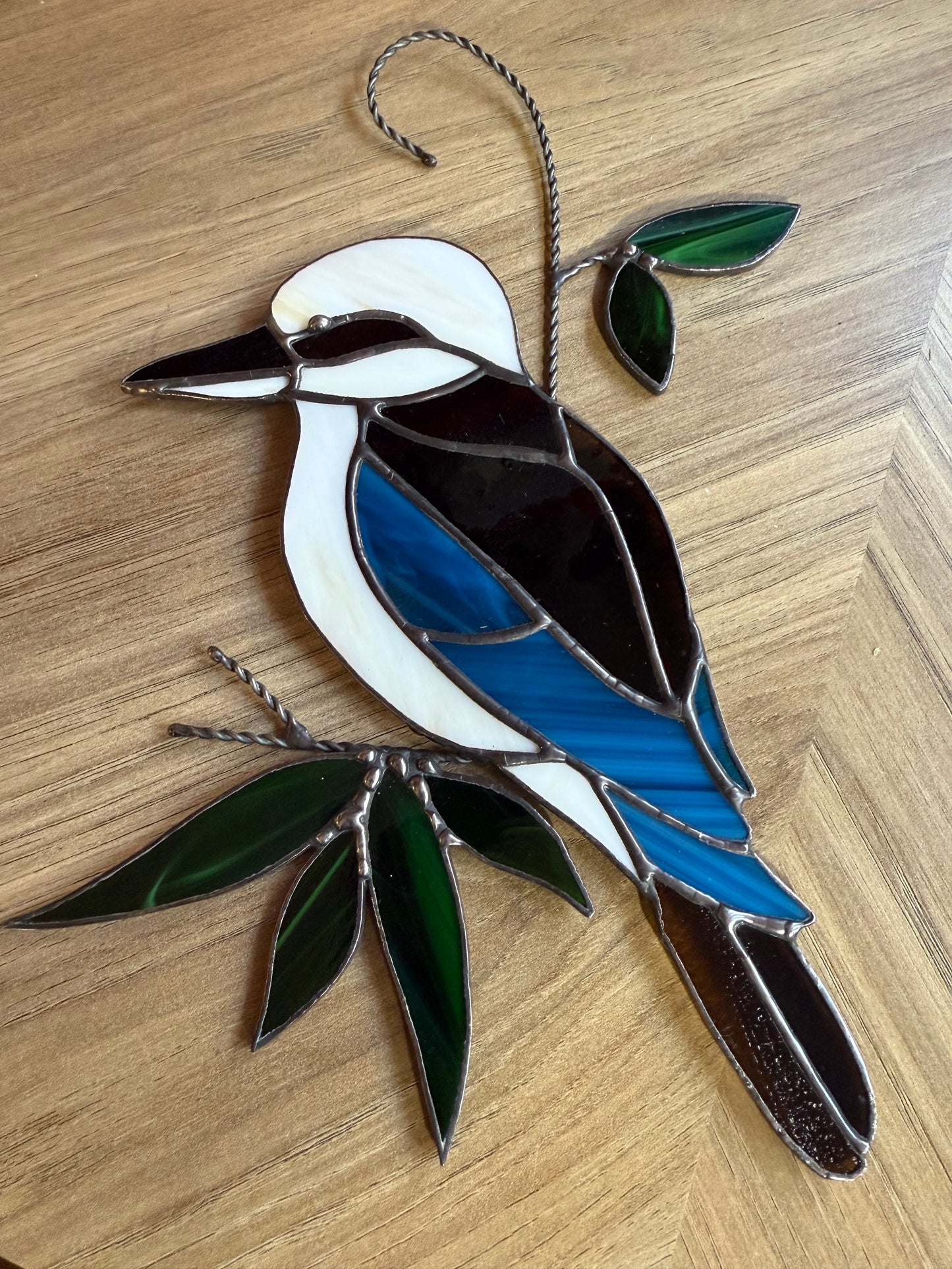 Handcrafted Stainedglass Kookaburra Suncatcher - Bird Window Ornament & Home Decor