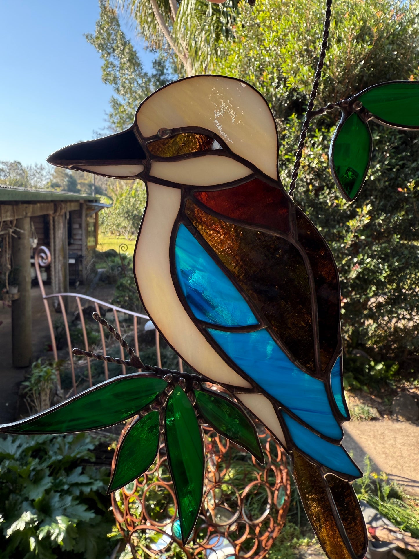 Handcrafted Stainedglass Kookaburra Suncatcher - Bird Window Ornament & Home Decor