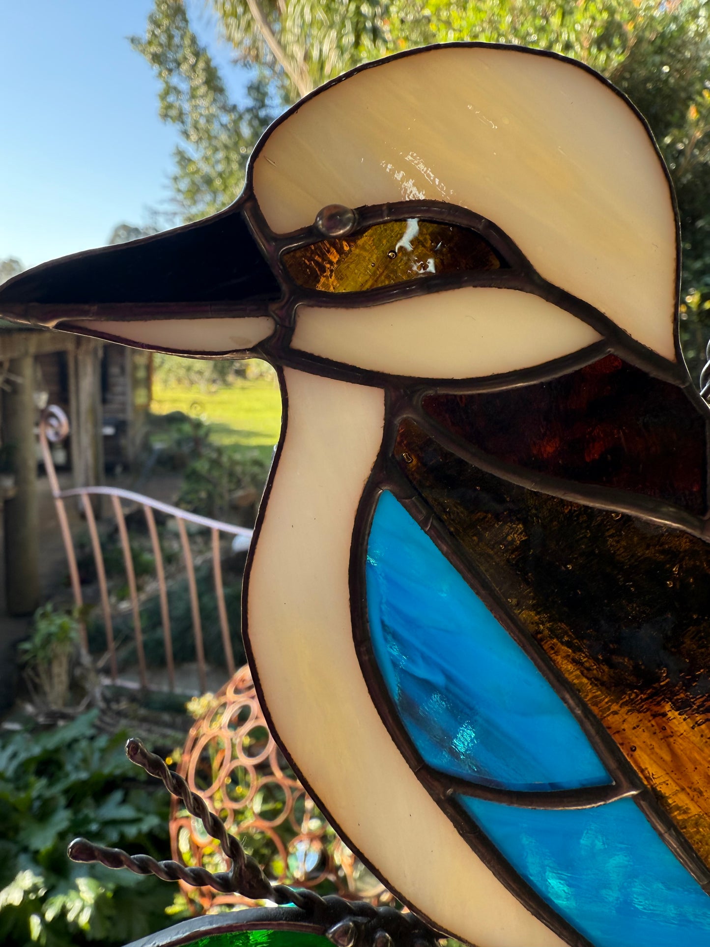 Handcrafted Stainedglass Kookaburra Suncatcher - Bird Window Ornament & Home Decor