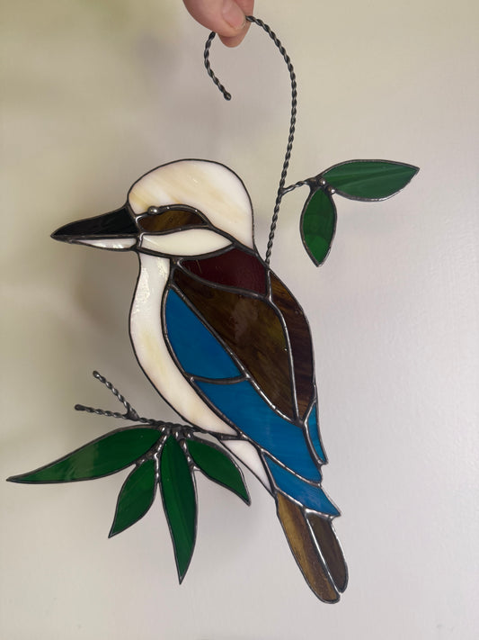 Handcrafted Stainedglass Kookaburra Suncatcher - Bird Window Ornament & Home Decor