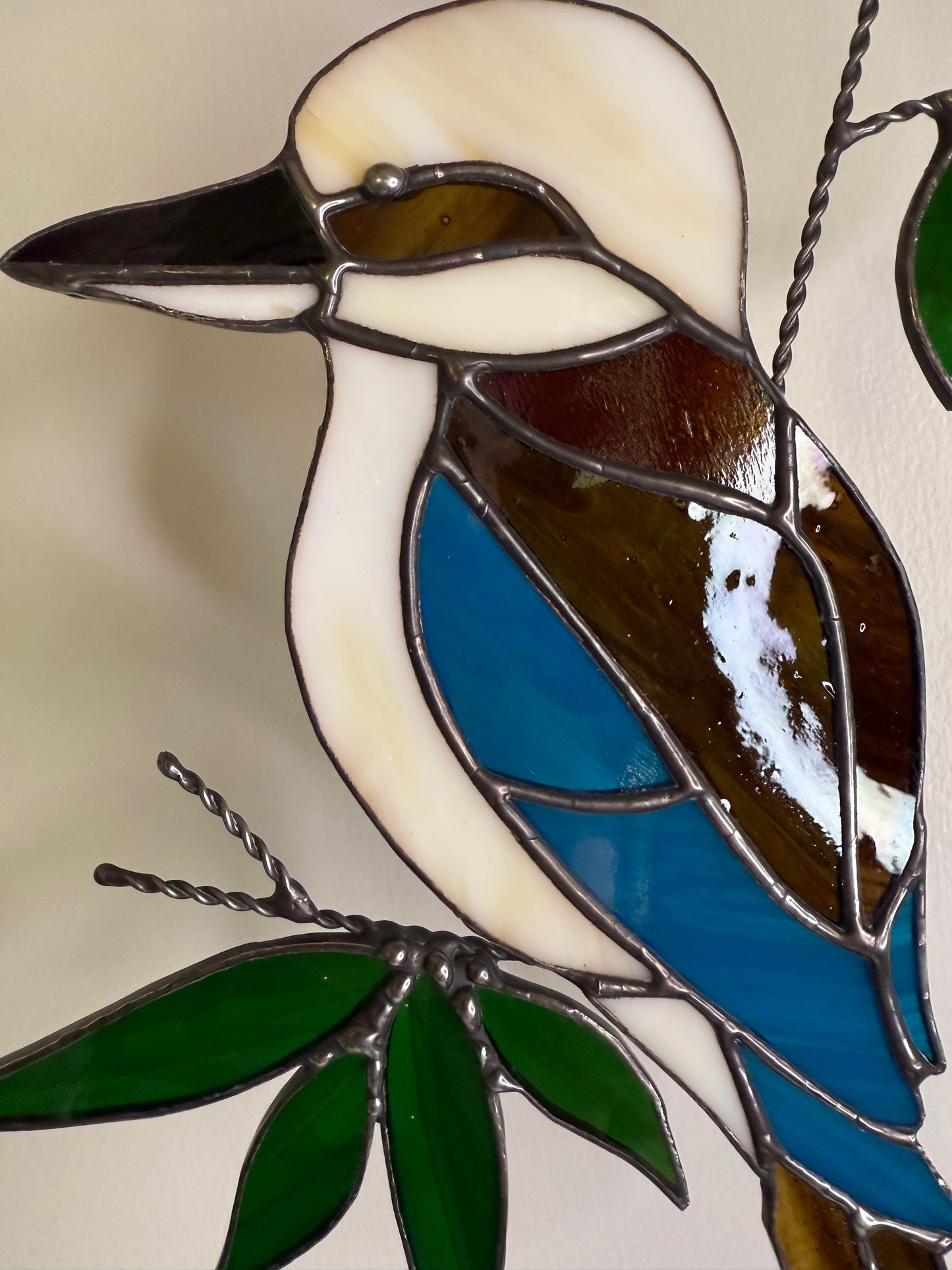 Handcrafted Stainedglass Kookaburra Suncatcher - Bird Window Ornament & Home Decor