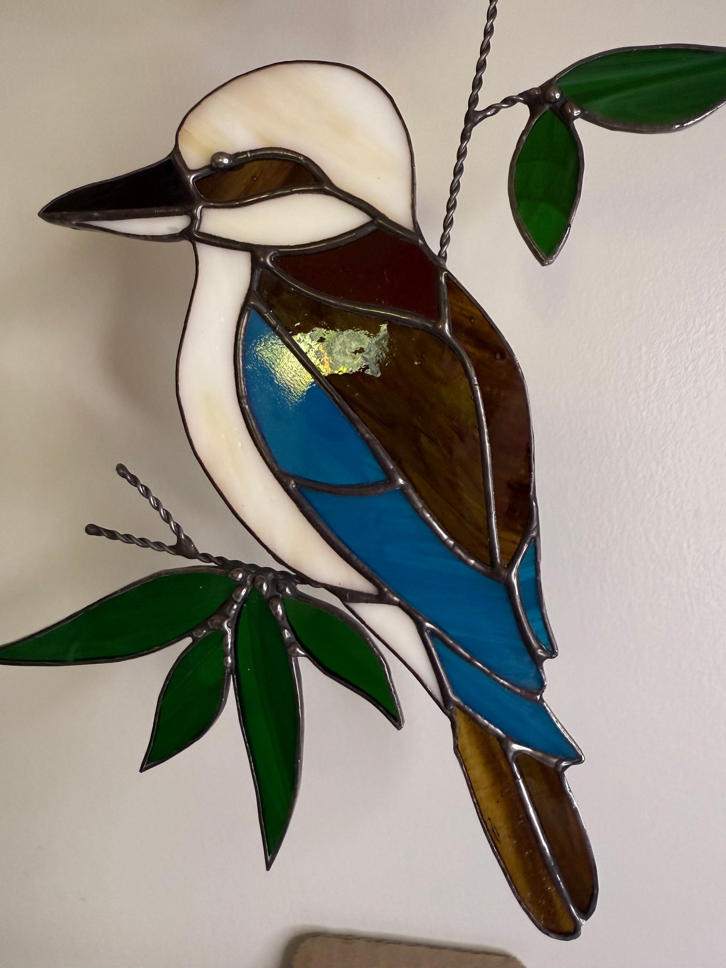 Handcrafted Stainedglass Kookaburra Suncatcher - Bird Window Ornament & Home Decor