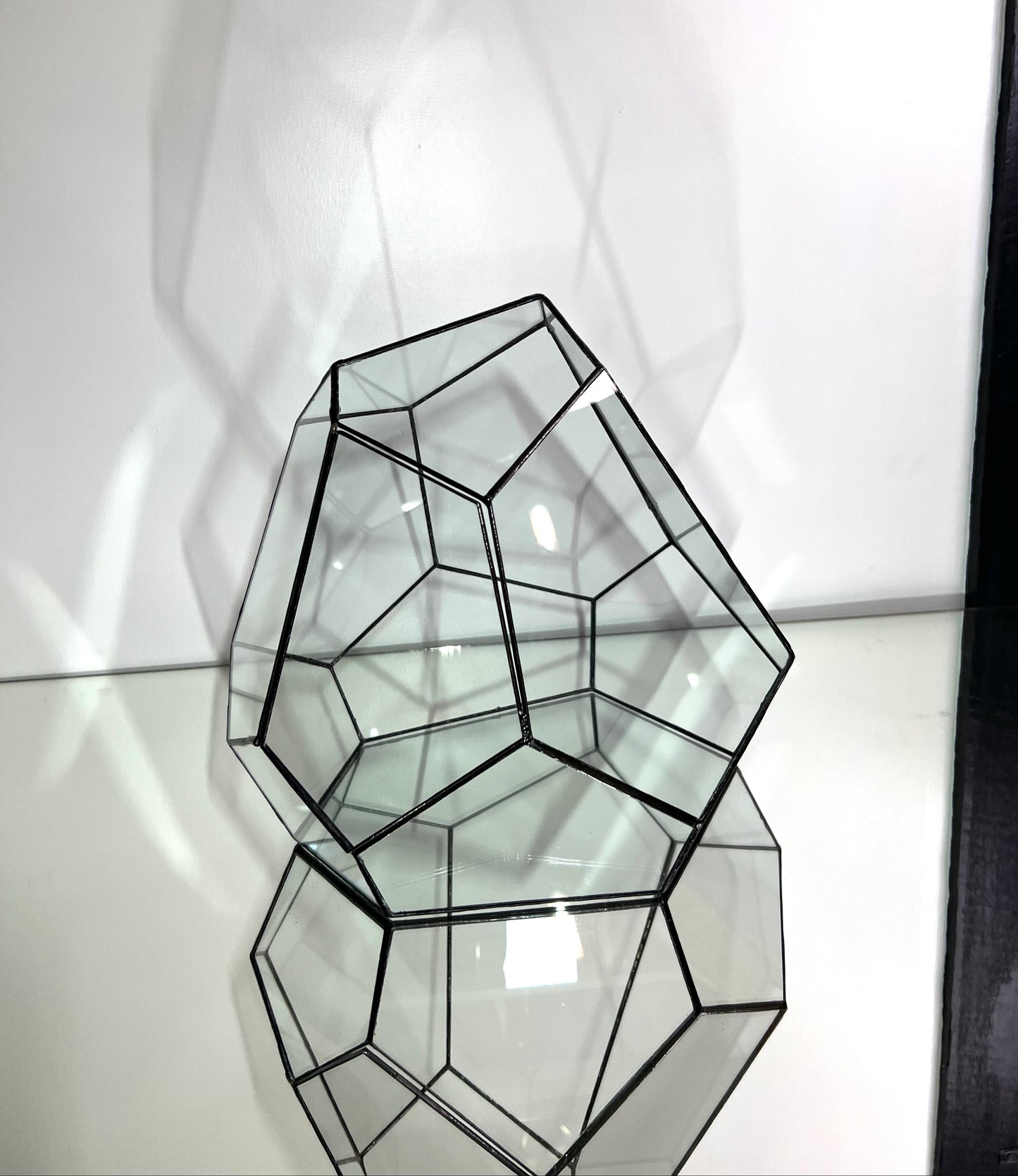 Abstract Leadlight Glass Terrarium with door