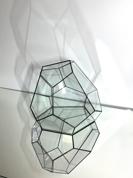 Abstract Leadlight Glass Terrarium with door