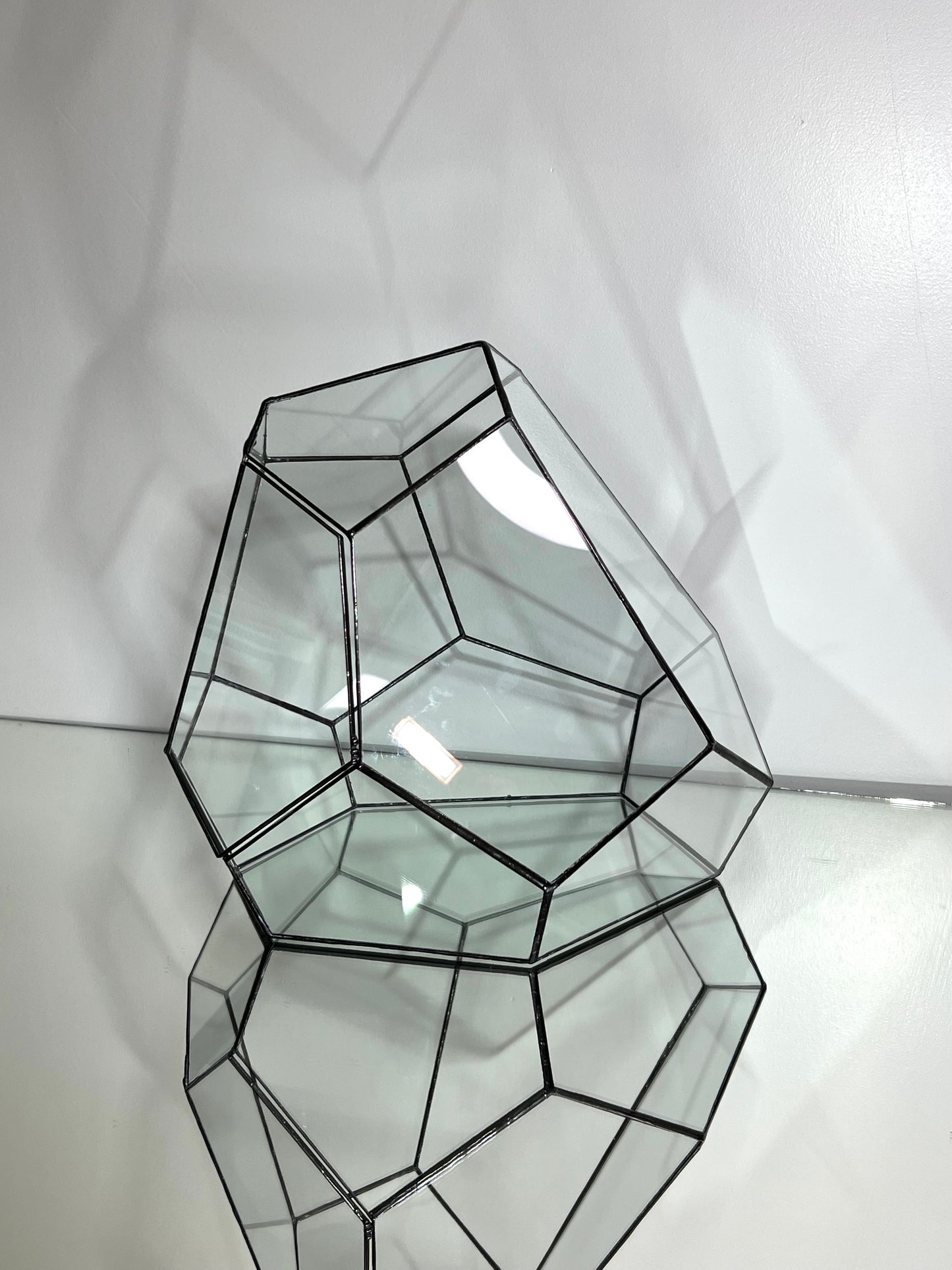 Abstract Leadlight Glass Terrarium with door