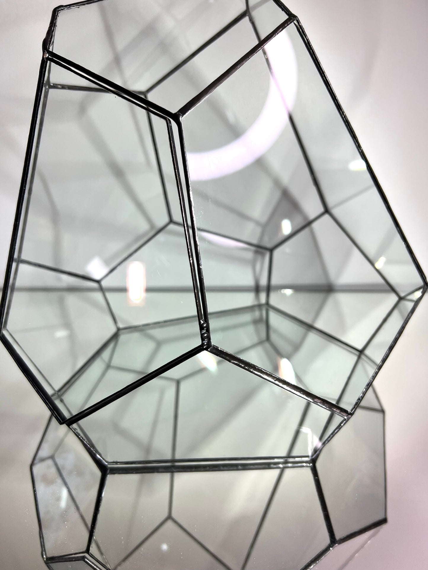 Abstract Leadlight Glass Terrarium with door