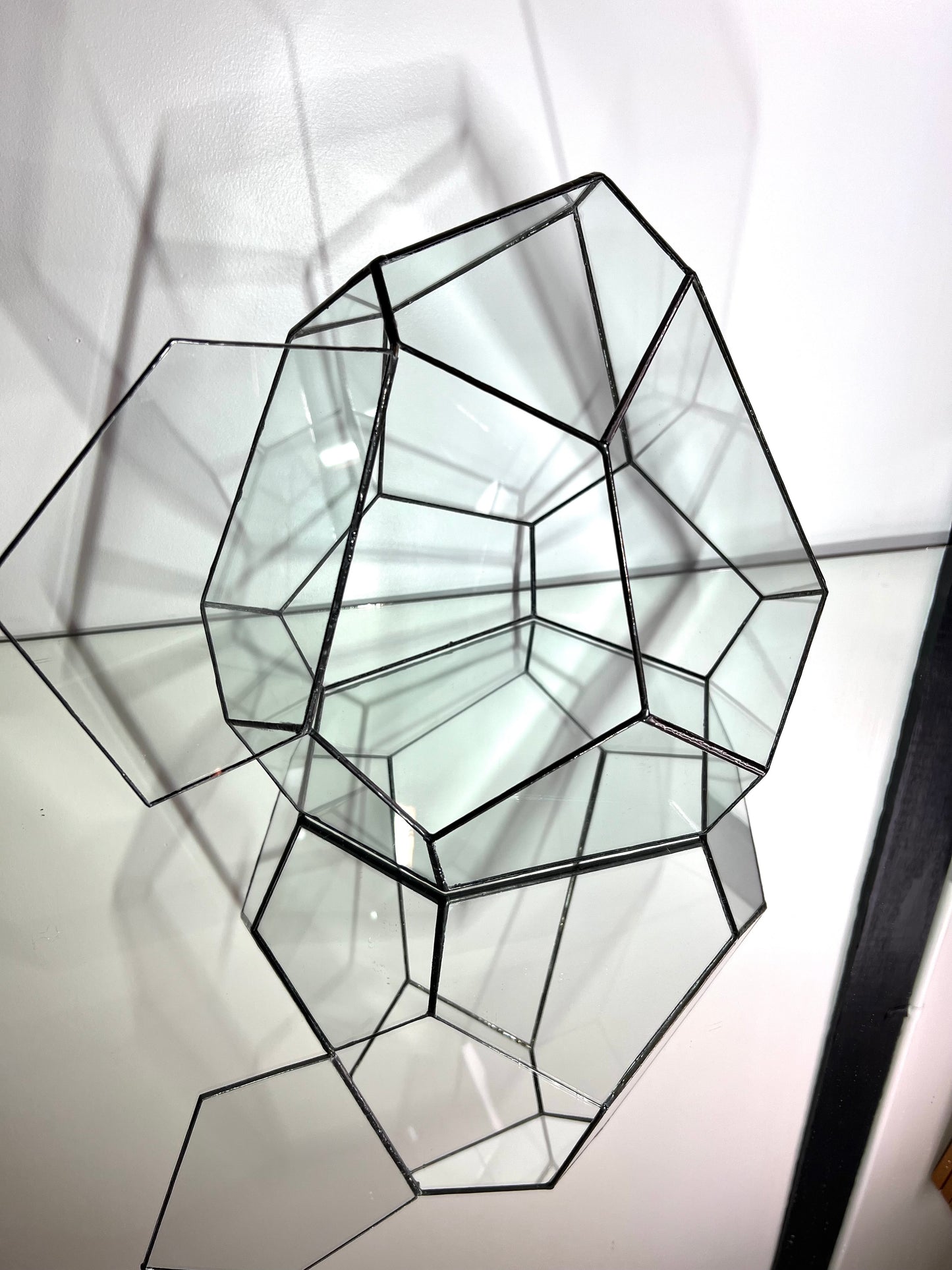 Abstract Leadlight Glass Terrarium with door