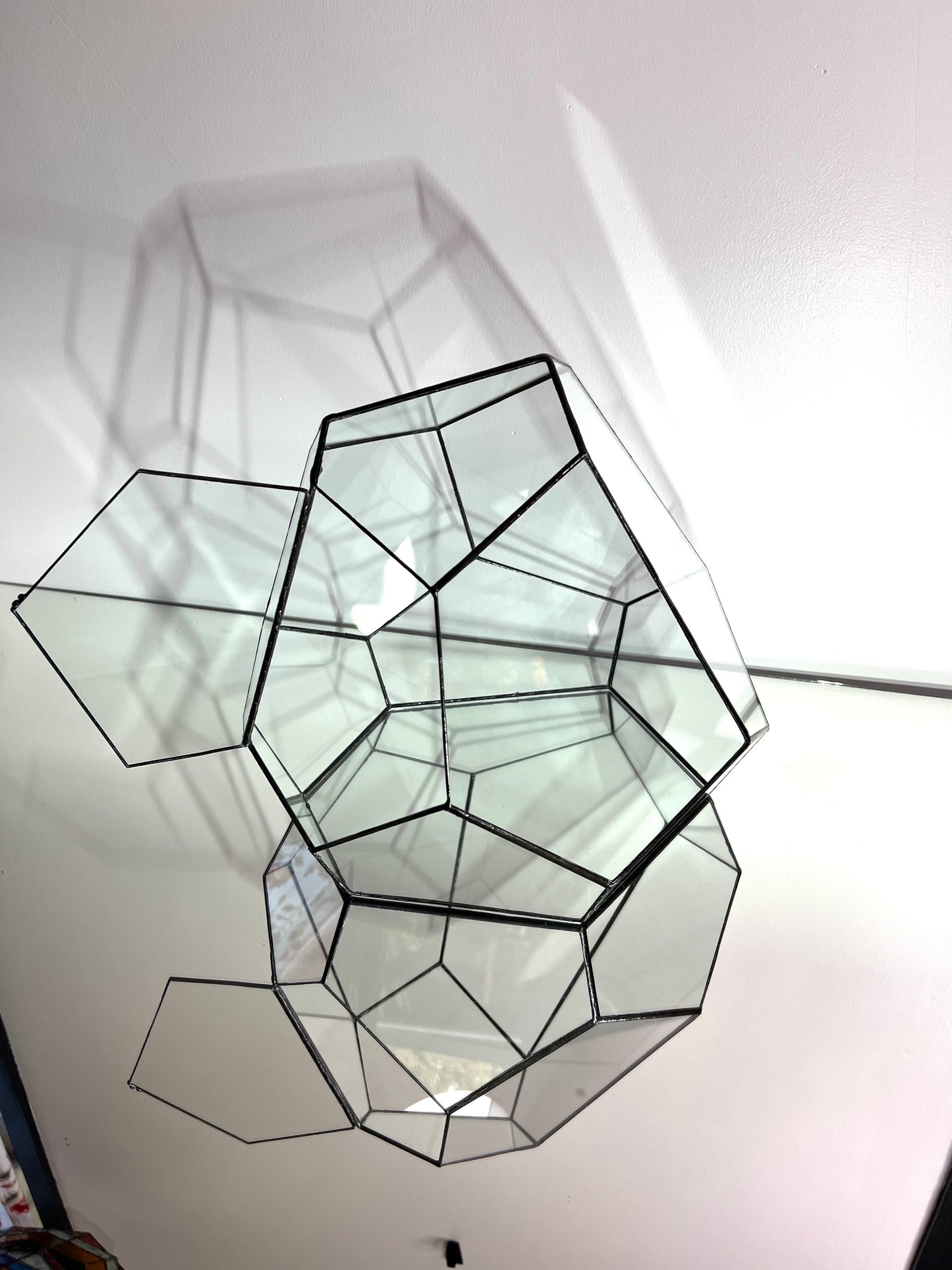 Abstract Leadlight Glass Terrarium with door