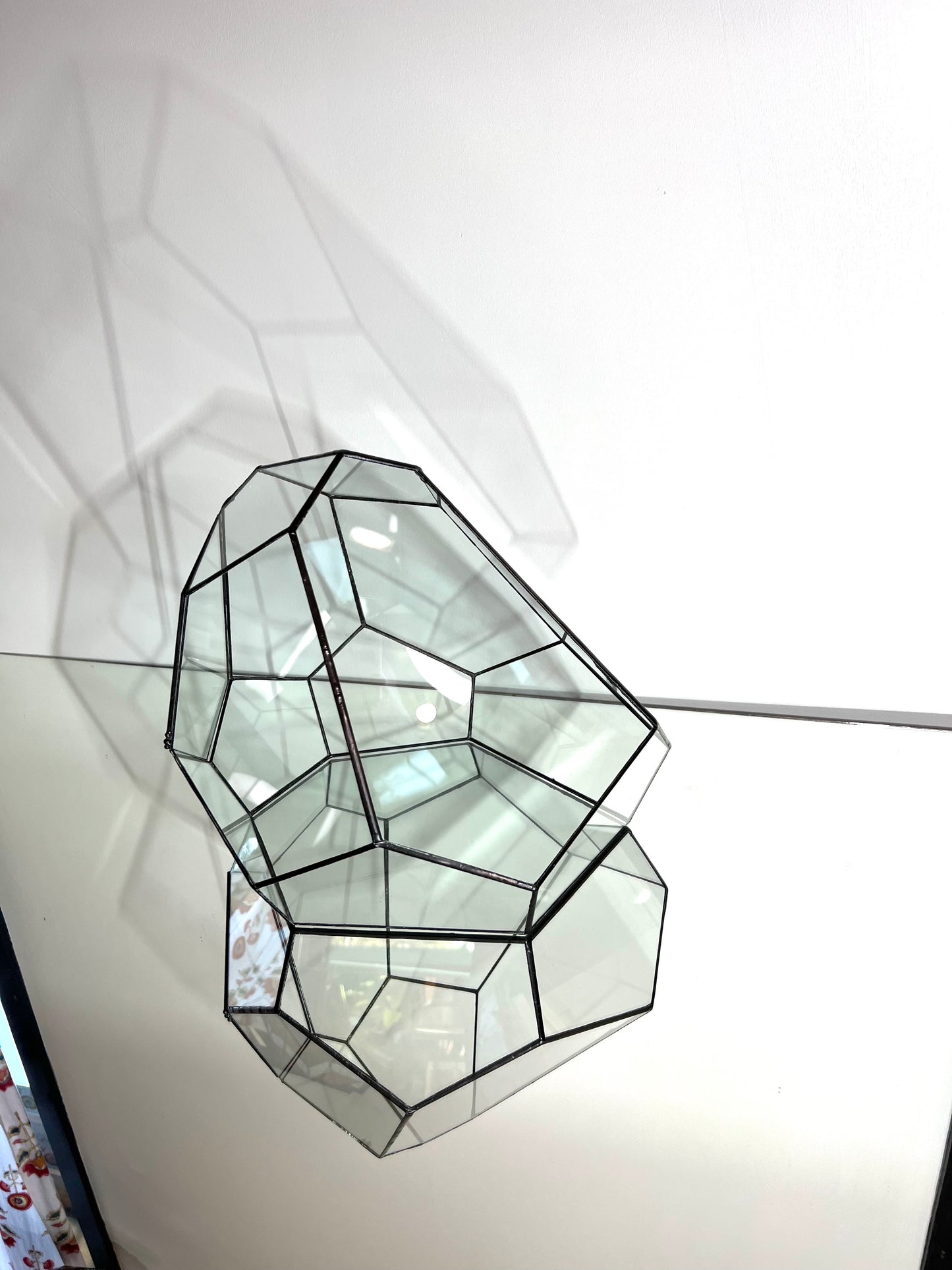 Abstract Leadlight Glass Terrarium with door