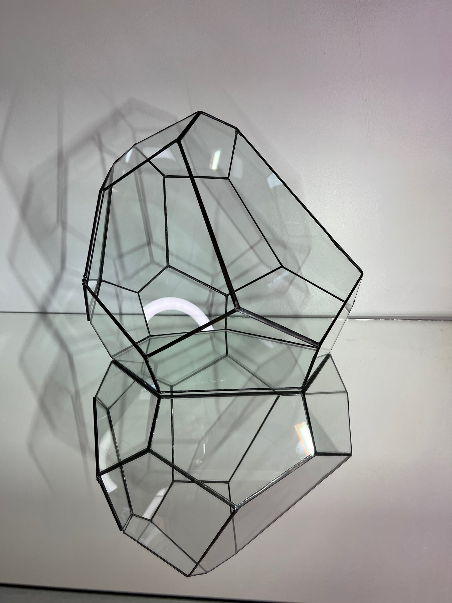 Abstract Leadlight Glass Terrarium with door