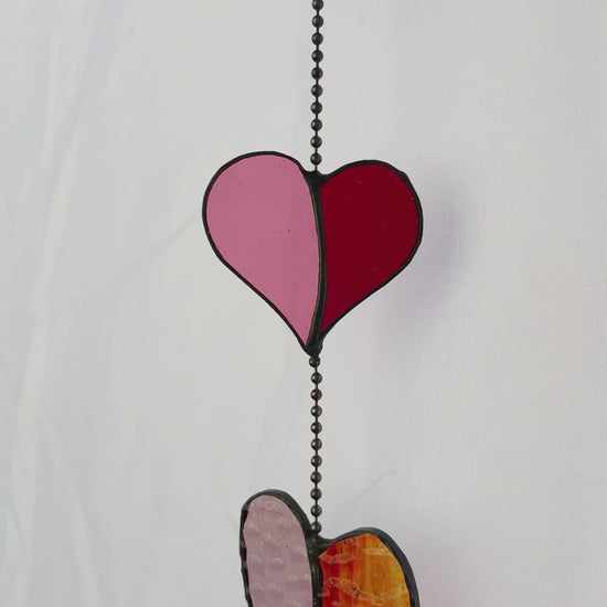 Pink, Gold and Red Glass Heart