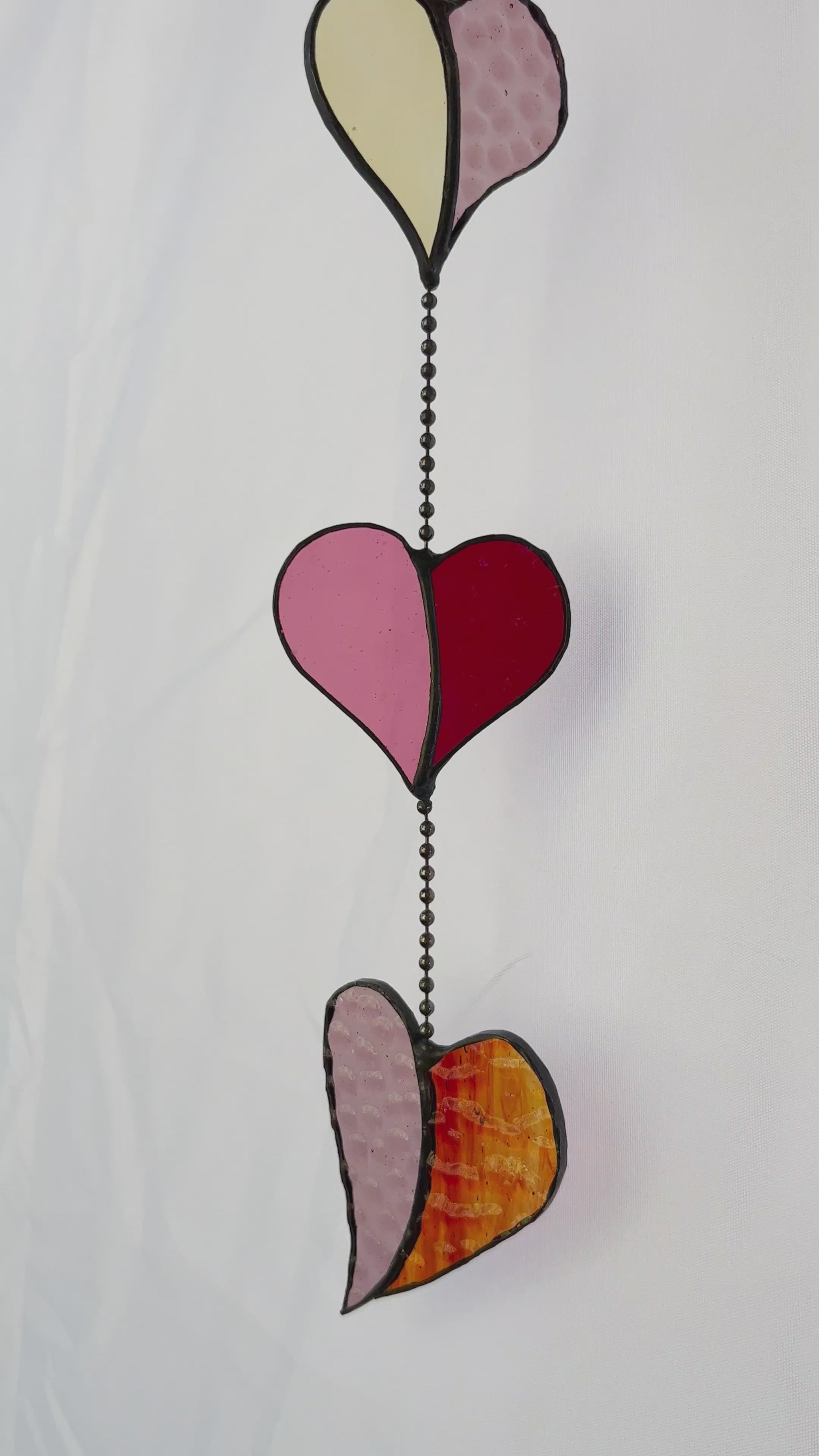 Pink, Gold and Red Glass Heart