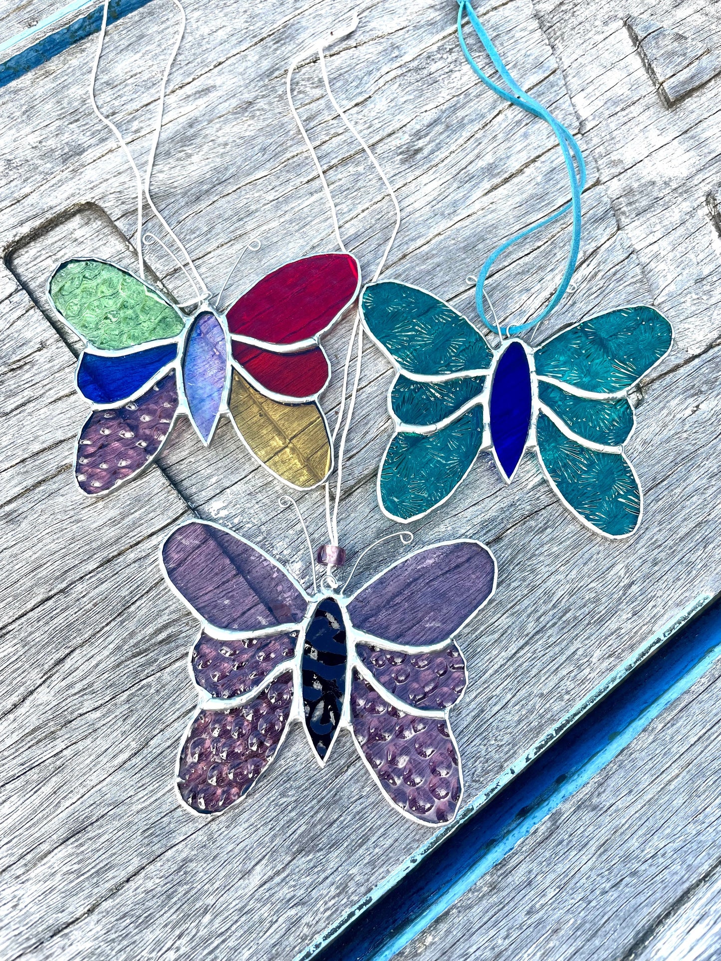 Turquoise Stainedglass Butterfly Suncatcher