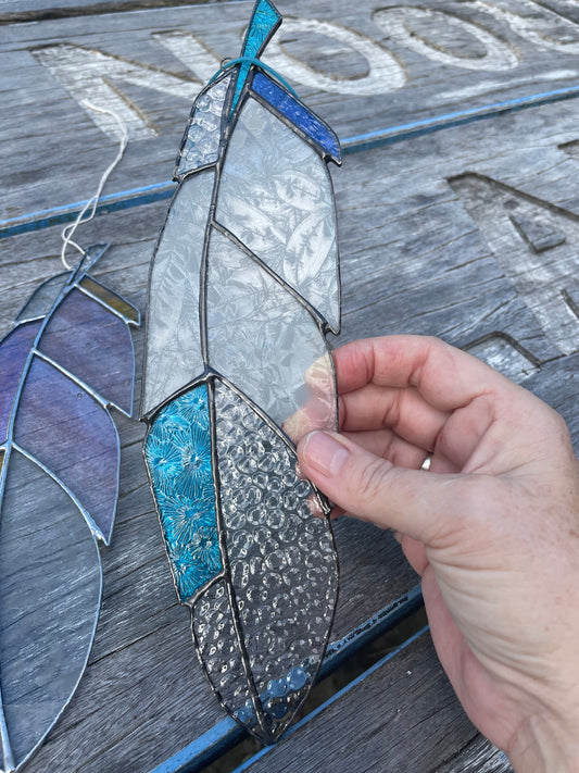 Leadlight Blue Feather Suncatcher