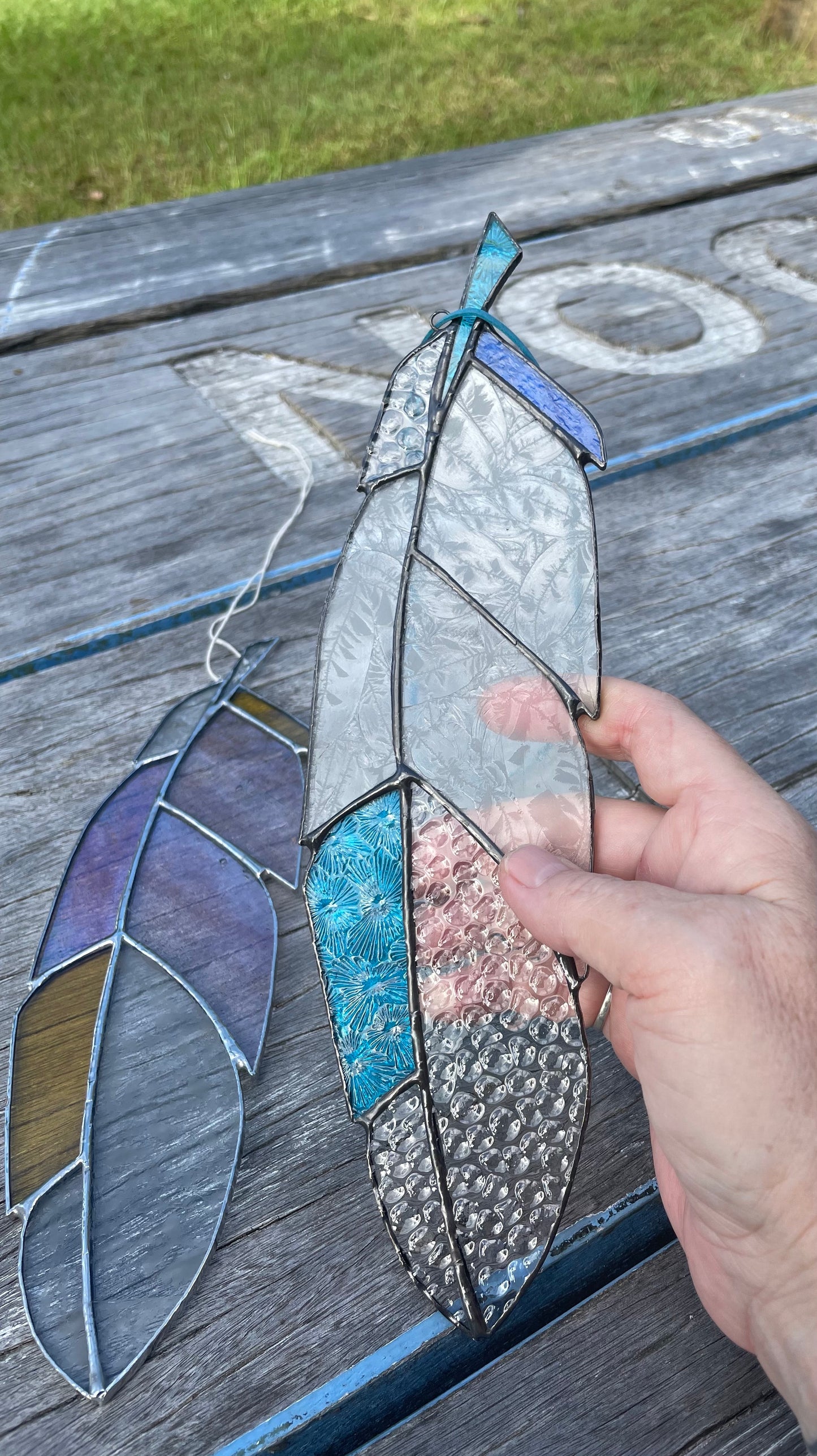 Leadlight Blue Feather Suncatcher