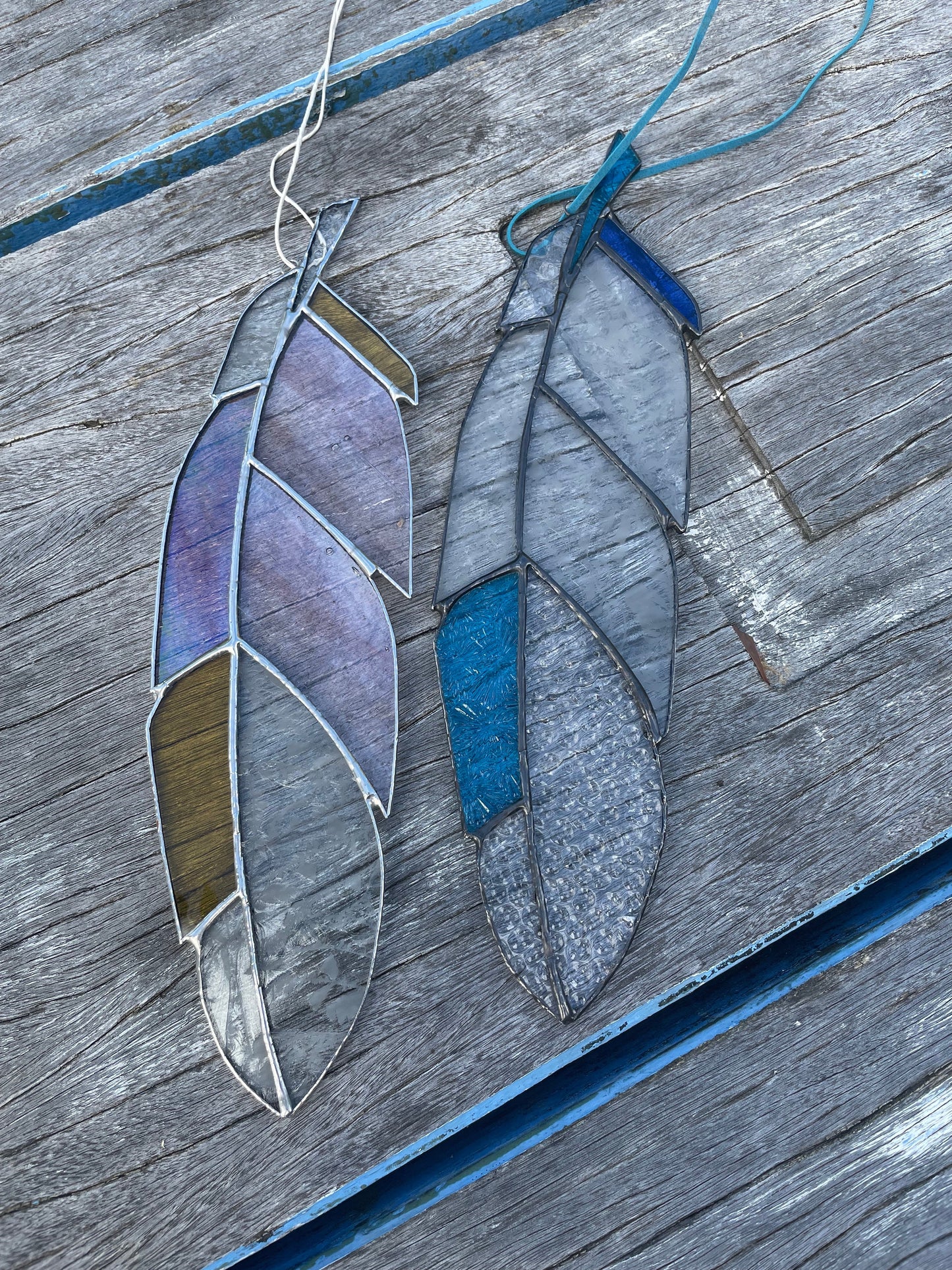 Leadlight Blue Feather Suncatcher