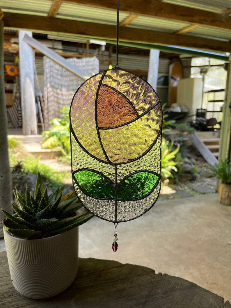 Rink glass rose suncatcher