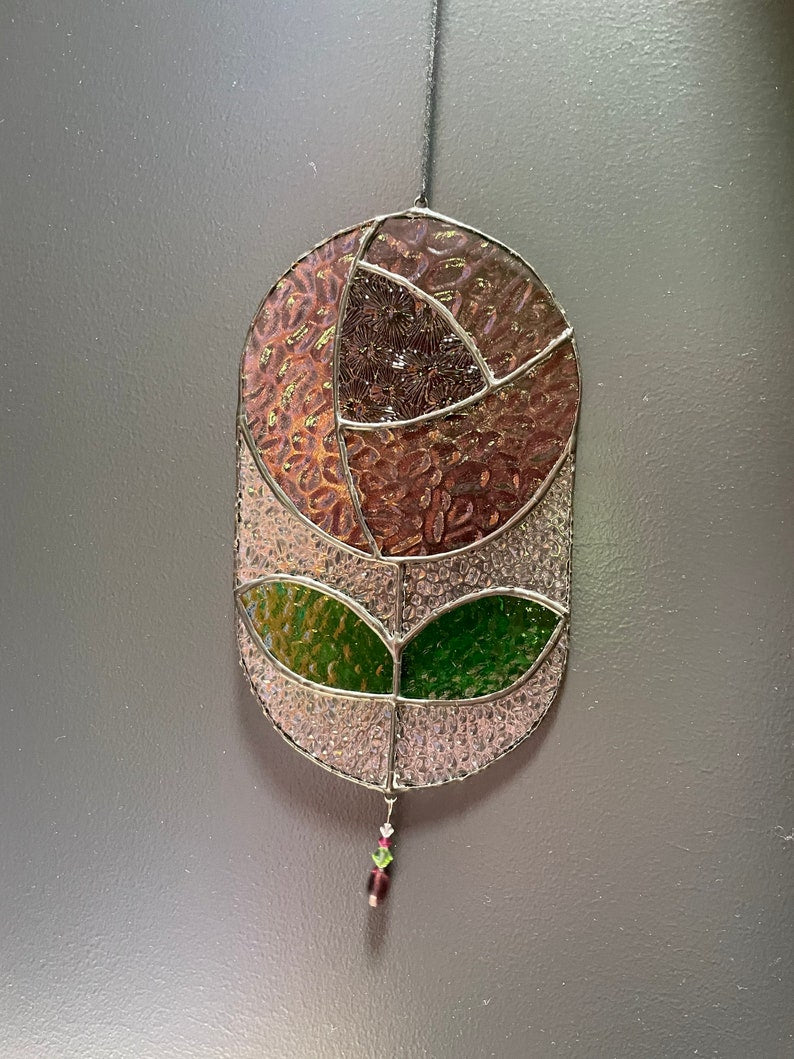 Rink glass rose suncatcher