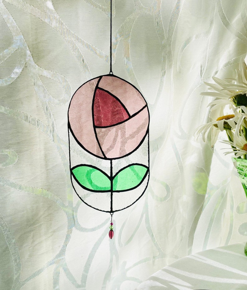 Rink glass rose suncatcher