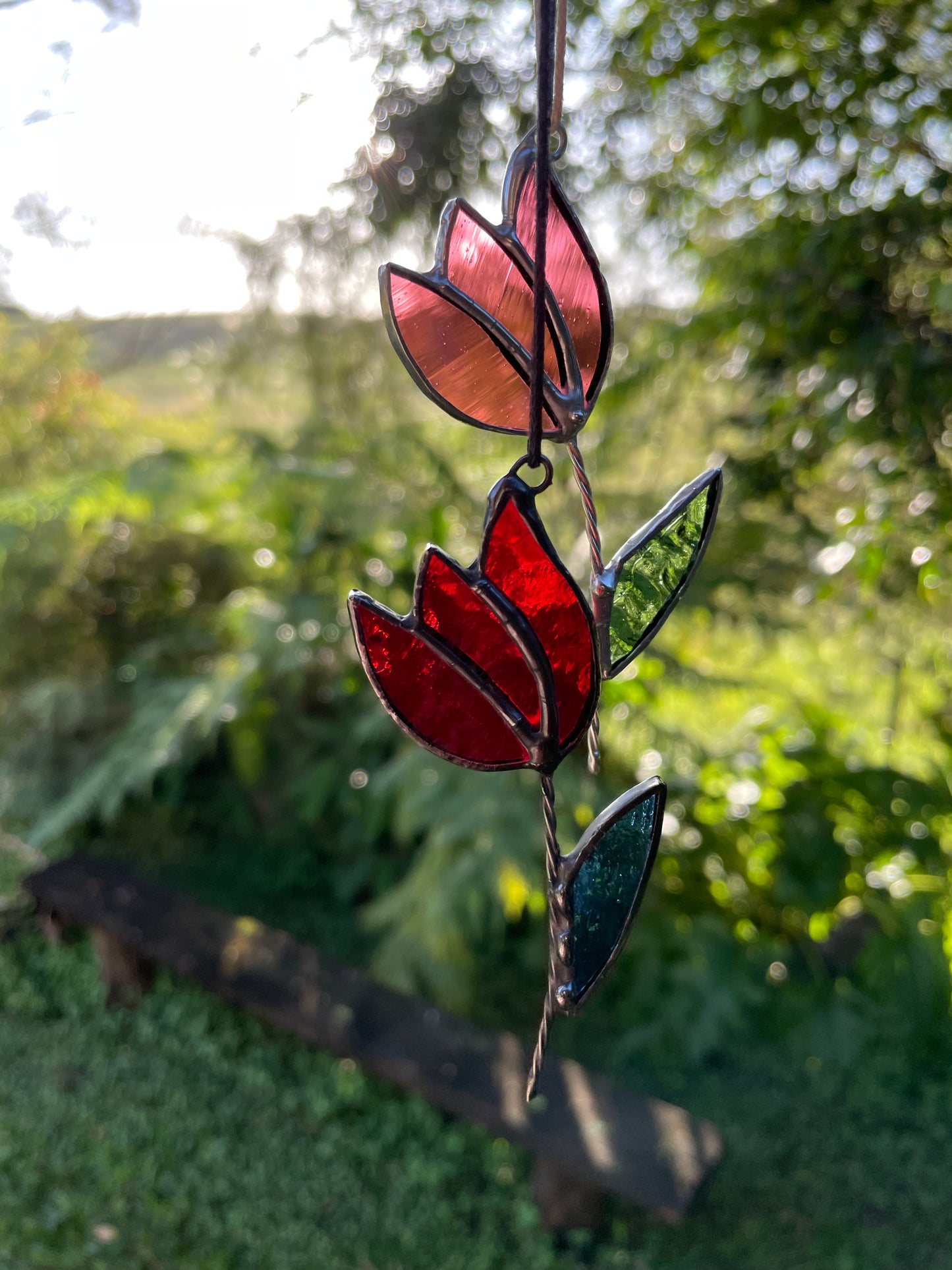 Red Tulip Leadlight Suncatcher