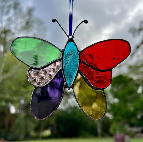 Rainbow Stainedglass Butterfly Suncatcher