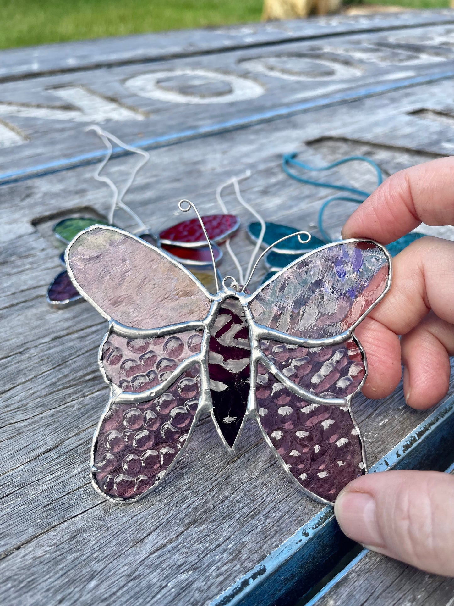 Pink Stainedglass Butterfly