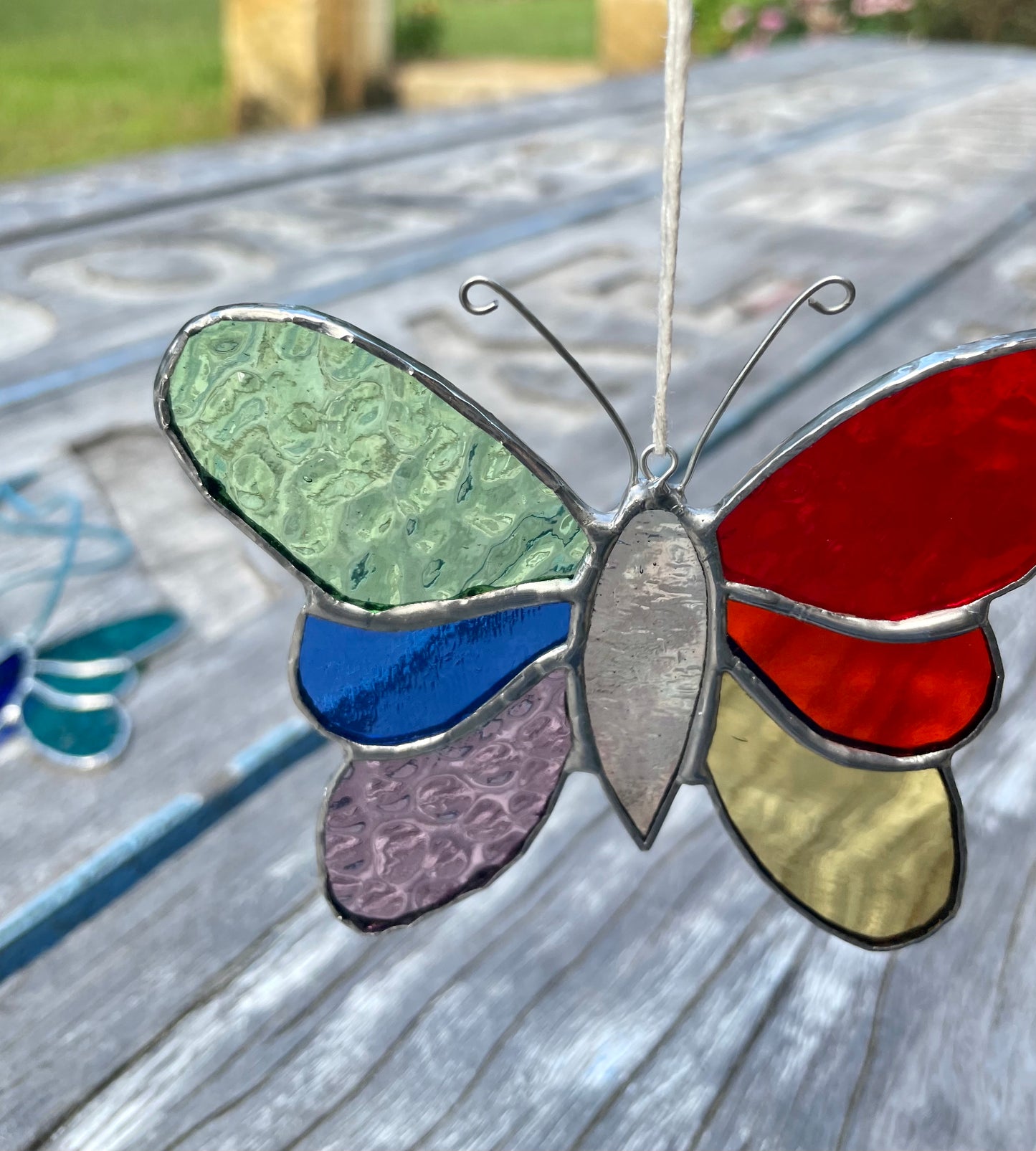 butterfly, rainbow, leadlight