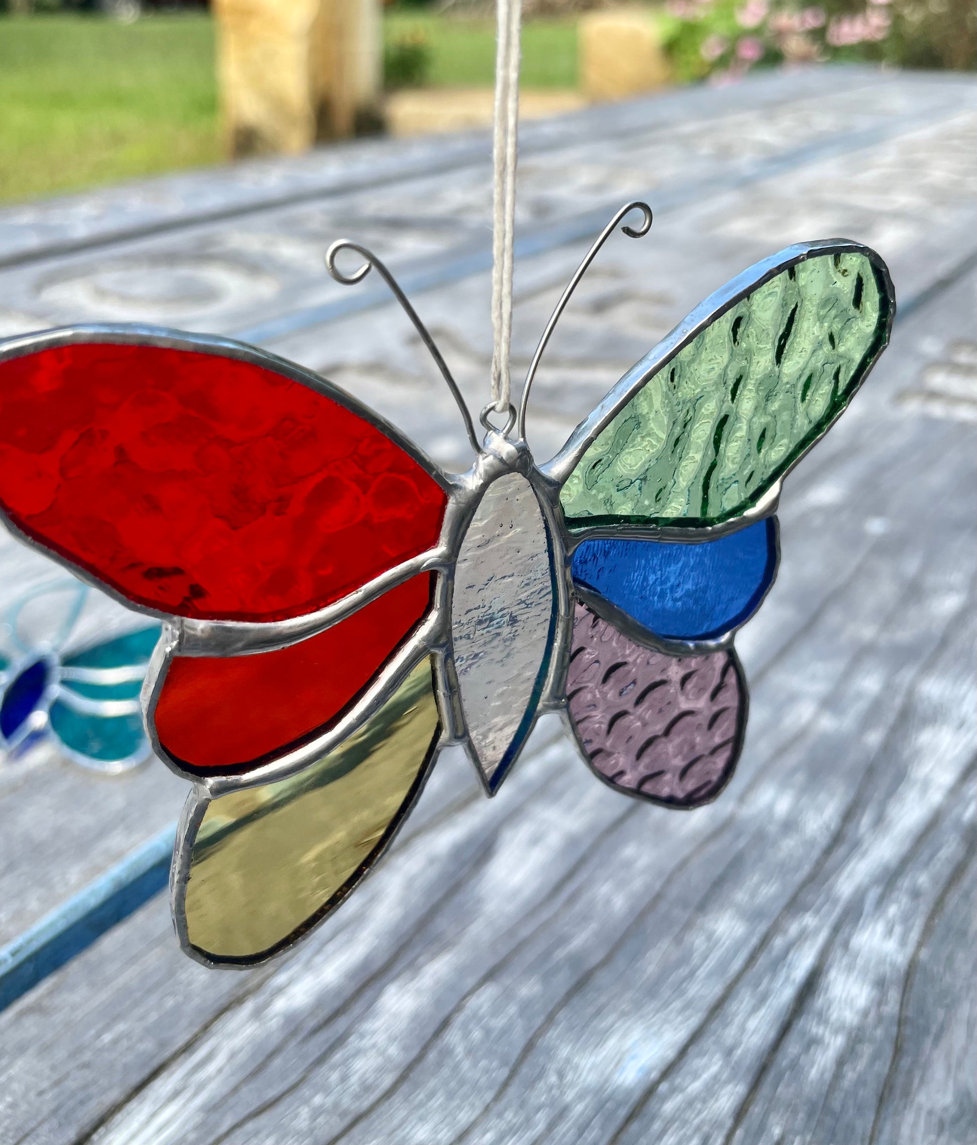 butterfly, rainbow, leadlight